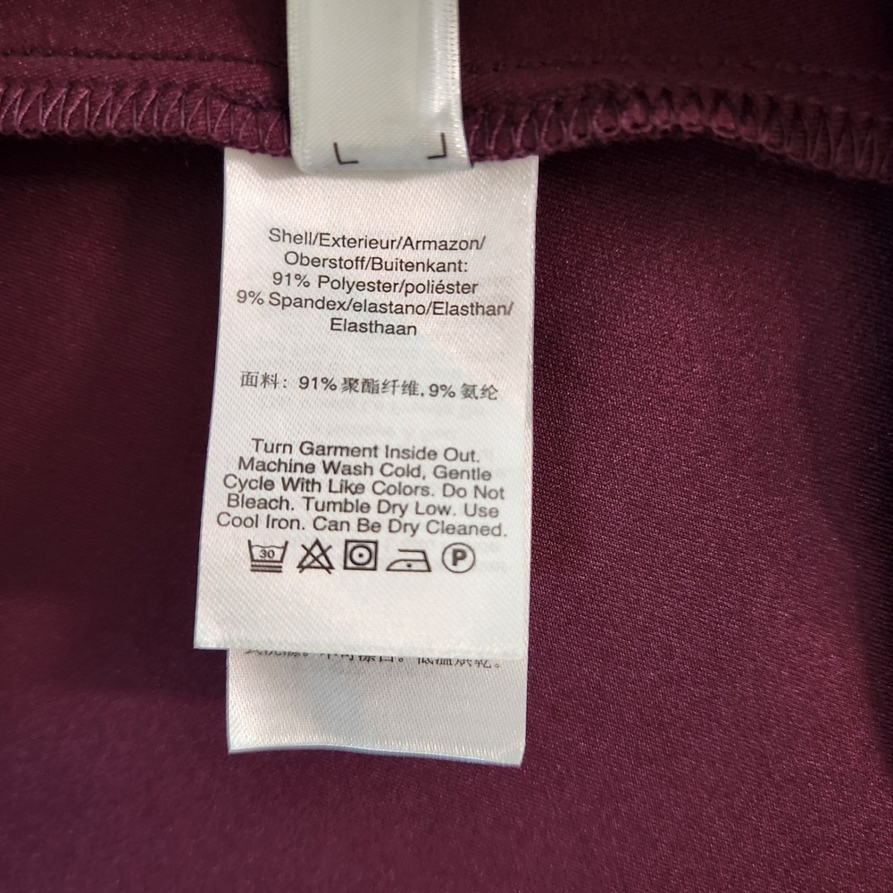 DKNY Burgundy Scuba Dress 6 NWT Short Sleeve Pockets A-Line Knee Length Gold Zip - Picture 10 of 16